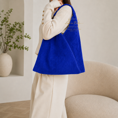 Genuine Suede Hobo Shoulder Bag with Matching Coin Pouch