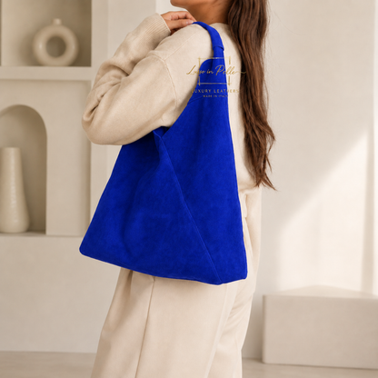 Genuine Suede Hobo Shoulder Bag with Matching Coin Pouch