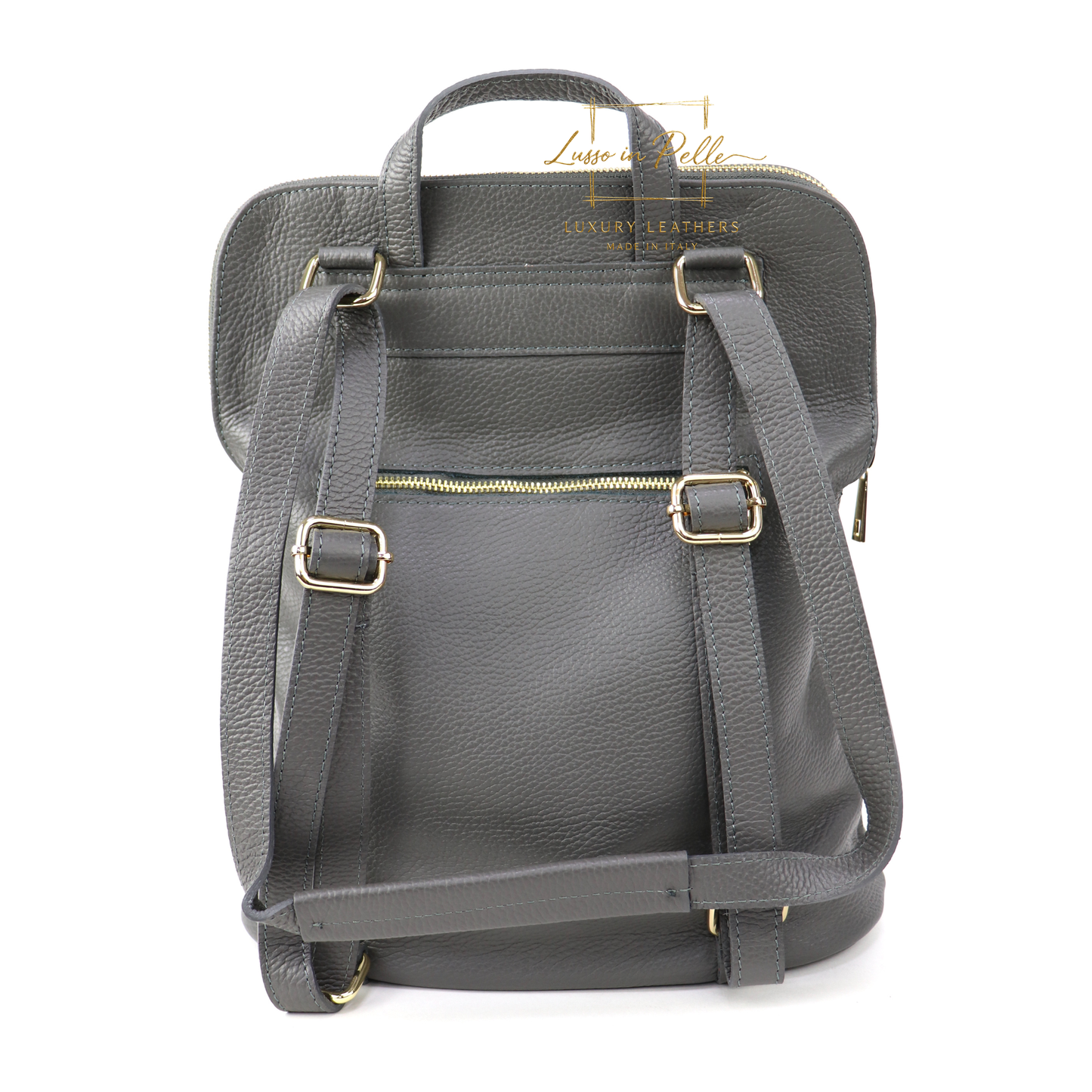 Large Versatile Italian Pebbled Leather Backpack