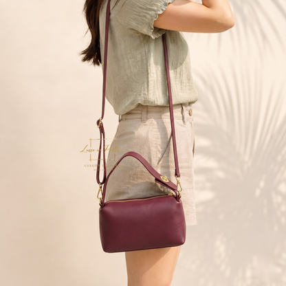 Top Handle Crossbody Leather Bad with Adjustable Detachable Straps