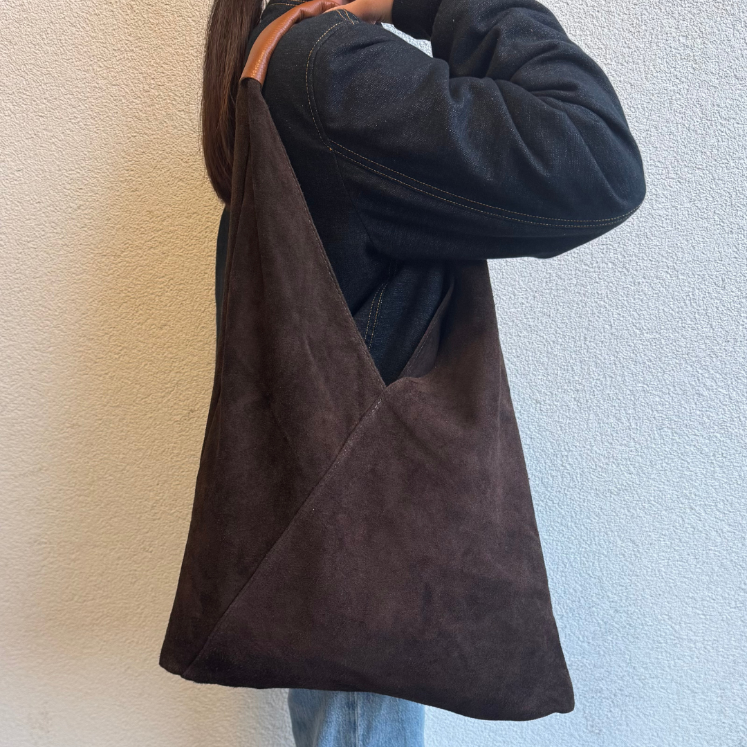 Large Genuine Italian Suede Tote Bag