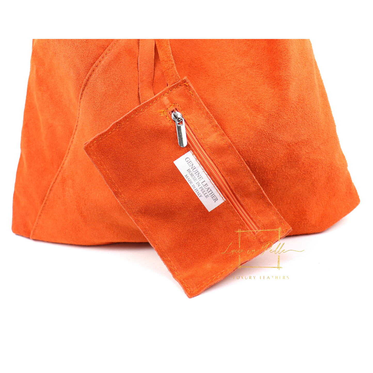 Milano Italian Suede Slouch Hobo Bag with Tan Leather Handle