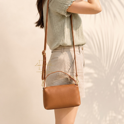 Top Handle Crossbody Leather Bad with Adjustable Detachable Straps