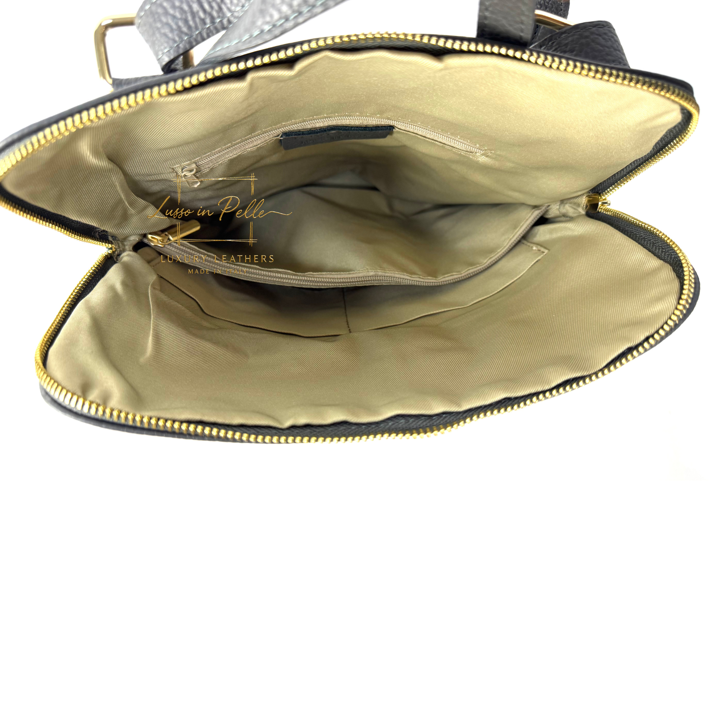 Large Versatile Italian Pebbled Leather Backpack