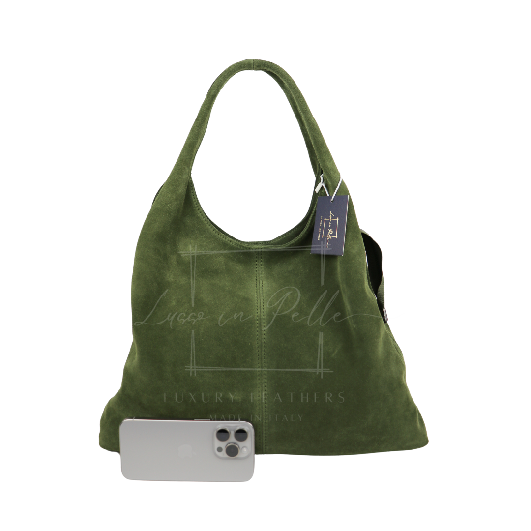 Double Handle Large Suede Shoulder Bag