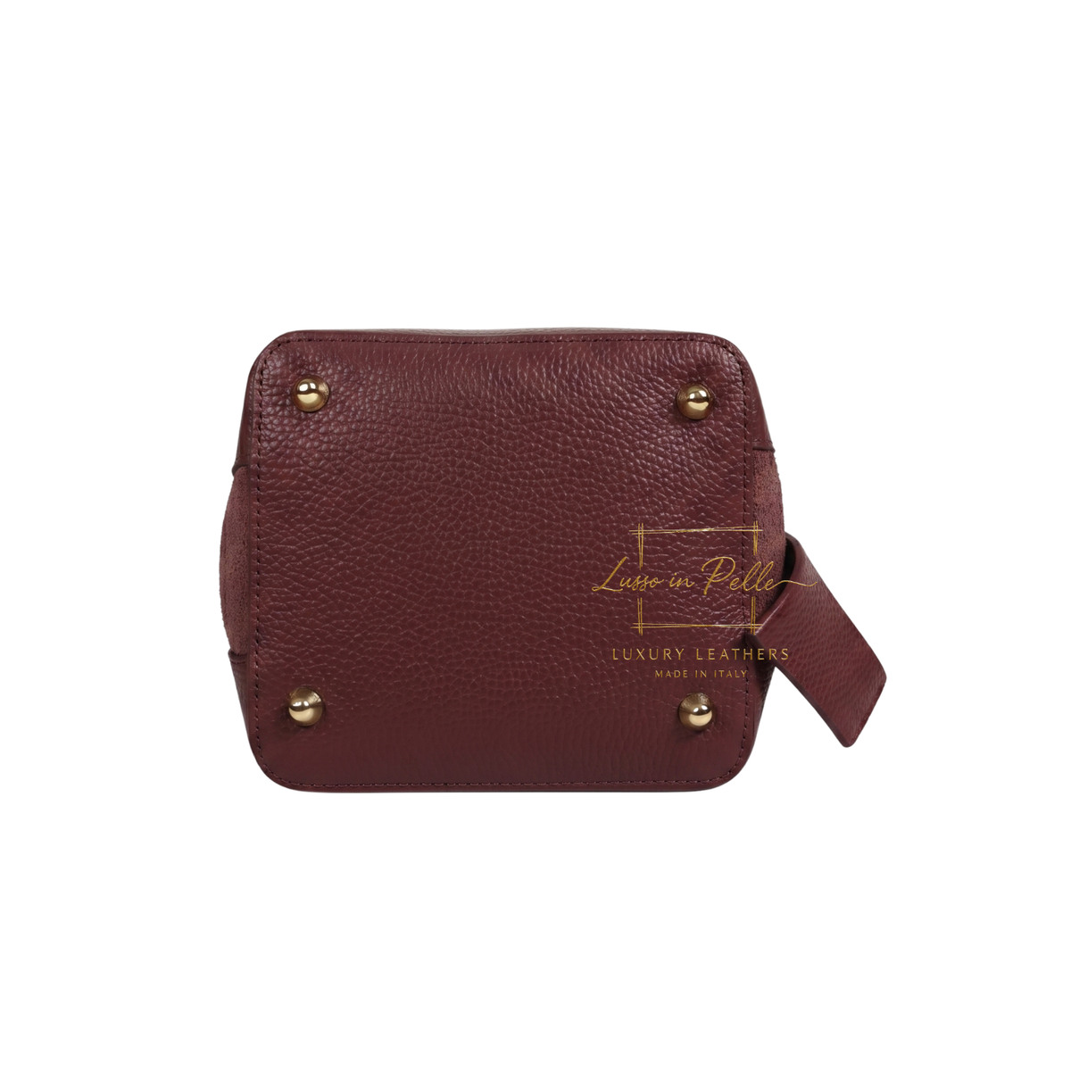 Genuine Italian Leather Bucket Handbag Top Handle Handbag with Snap Closure