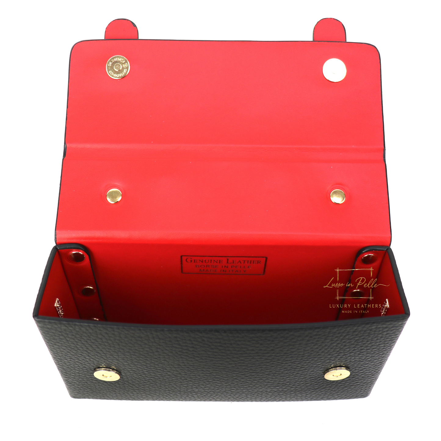 Small Genuine Leather Satchel Bag with Top Handle and Chain Straps