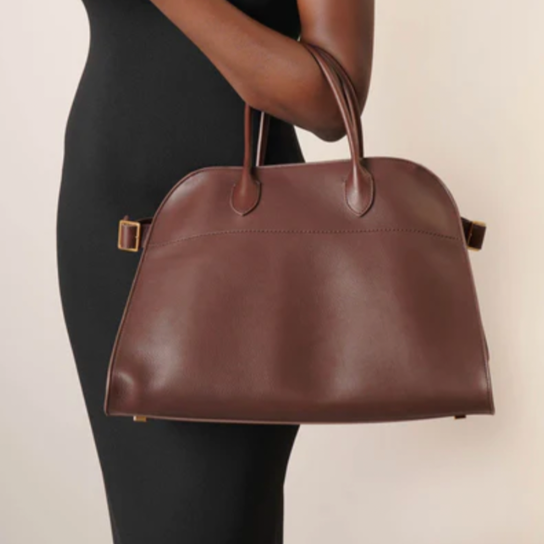 Large Buckled Leather Tote Bag