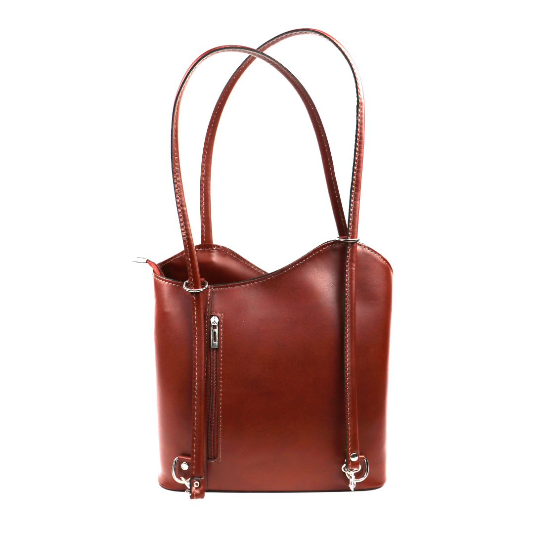 Smooth Leather Convertible Shoulder Bag Backpack – Genuine Italian Leather