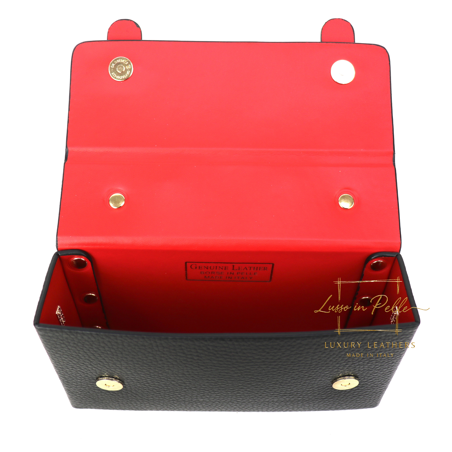 Small Genuine Leather Satchel Bag with Top Handle and Chain Straps