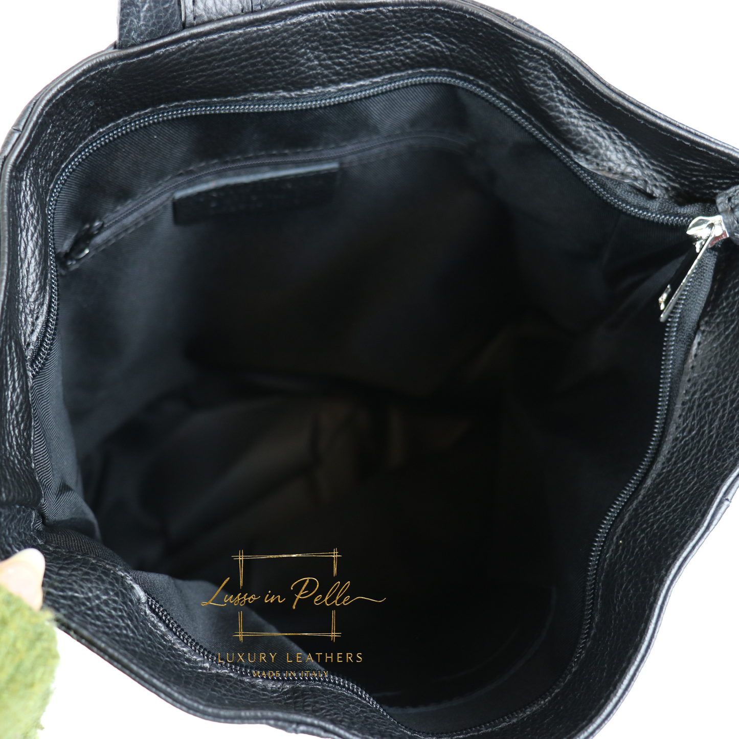 Fold-over Pebbled Leather Backpack