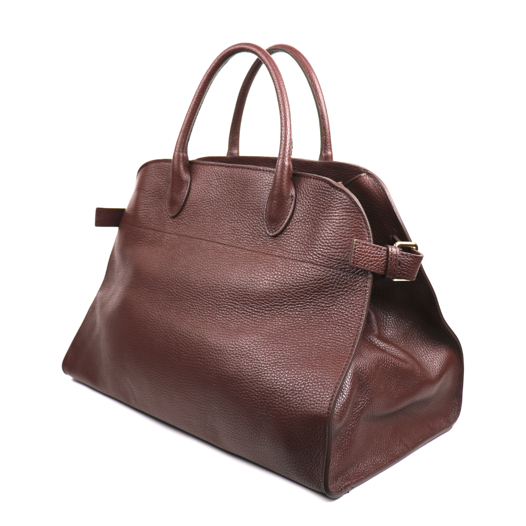 Large Buckled Leather Tote Bag