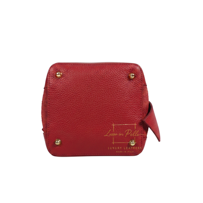 Genuine Italian Leather Bucket Handbag Top Handle Handbag with Snap Closure