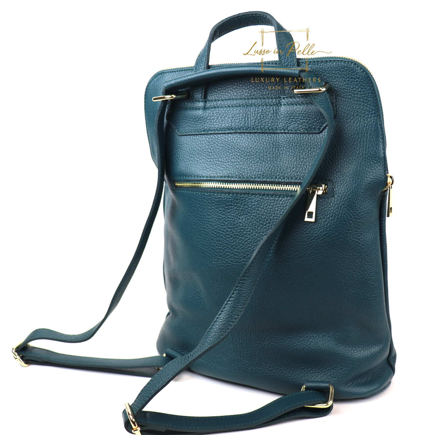 Large Versatile Italian Pebbled Leather Backpack