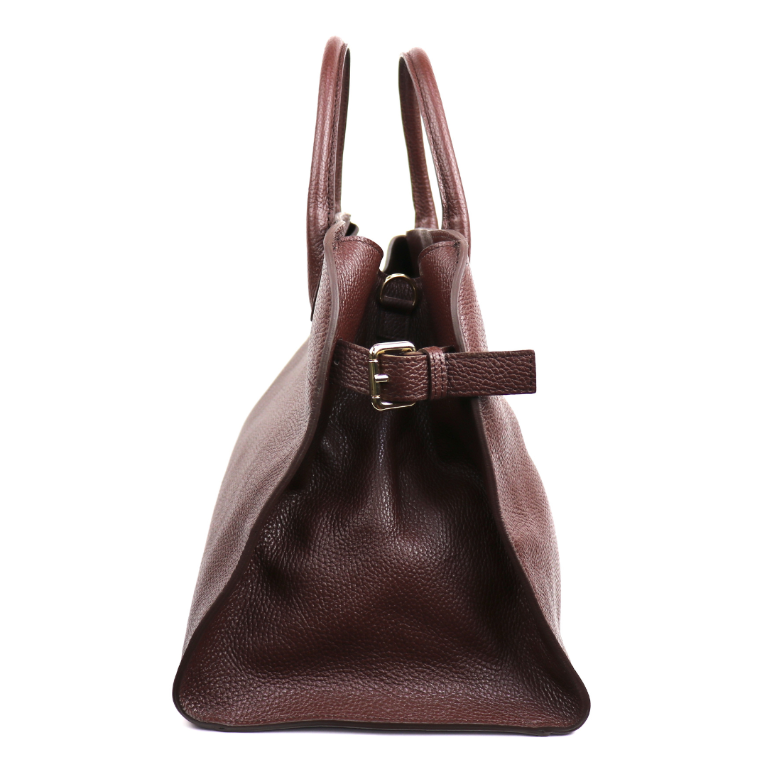 Large Buckled Leather Tote Bag