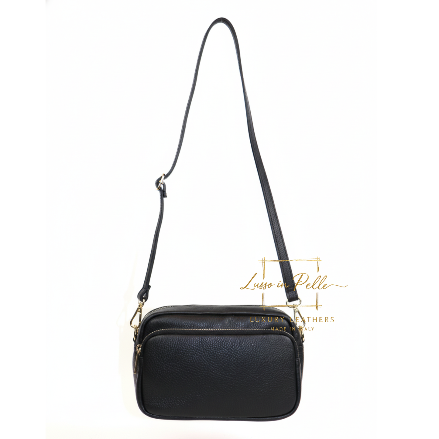 Double Zip Genuine Italian Leather Handbag