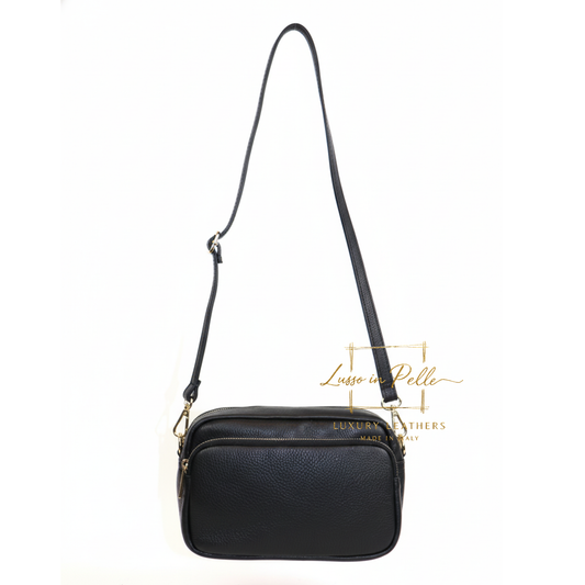 Double Zip Genuine Italian Leather Handbag
