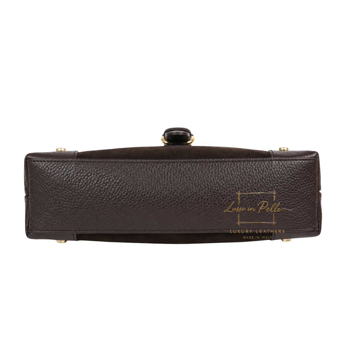Genuine Suede & Leather Shoulder Bag with Buckle Detail