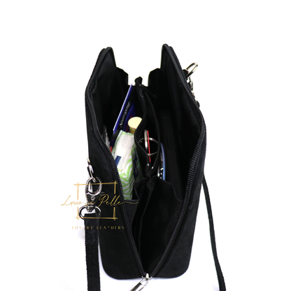 Ella Small Square Suede Crossbody Bag with Detachable Straps