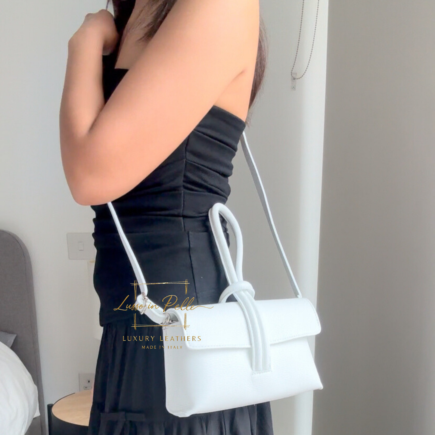 Rose Italian Versatile Leather Bag - Wrist Bag - Clutch Bag