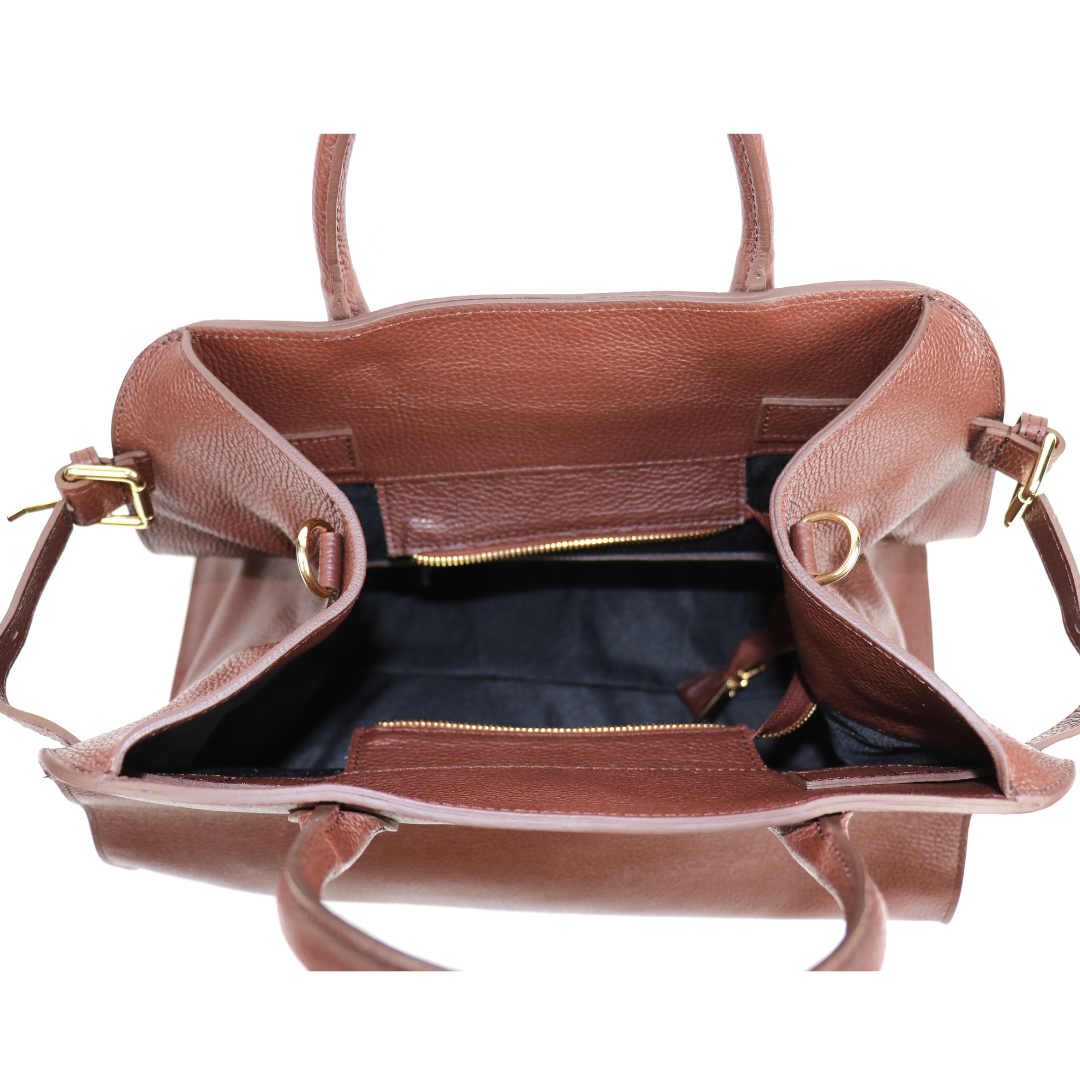 Large Buckled Leather Tote Bag