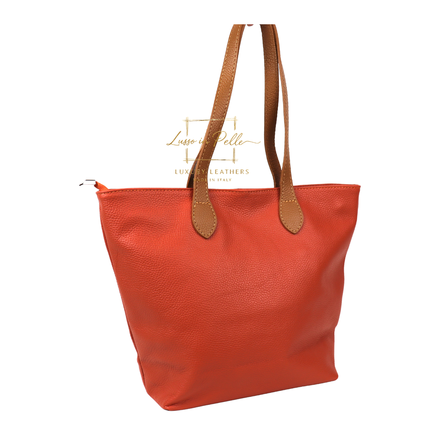 The Essential Tote (Handmade Italian Leather Shoulder Bag Tan Handle)