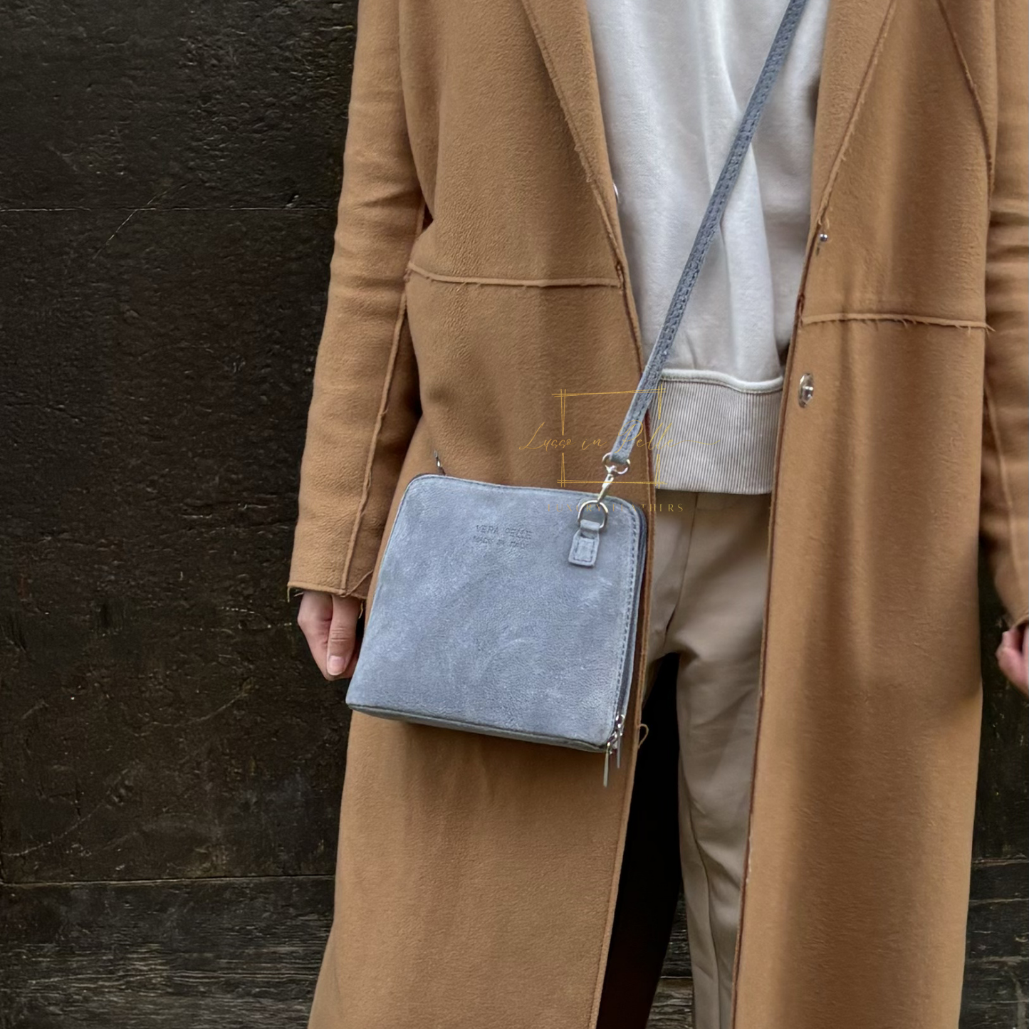 Ella Small Square Suede Crossbody Bag with Detachable Straps