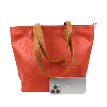 The Essential Tote (Handmade Italian Leather Shoulder Bag Tan Handle)