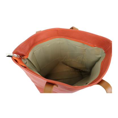 The Essential Tote (Handmade Italian Leather Shoulder Bag Tan Handle)