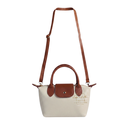 Italian Genuine Leather Mini Grab Bag with Detachable Crossbody Strap