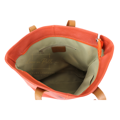 The Essential Tote (Handmade Italian Leather Shoulder Bag Tan Handle)