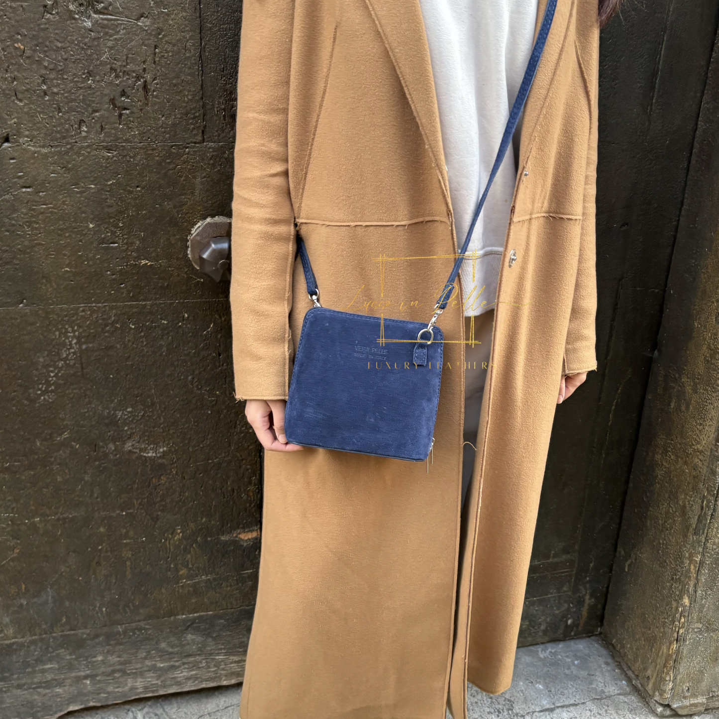 Ella Small Square Suede Crossbody Bag with Detachable Straps