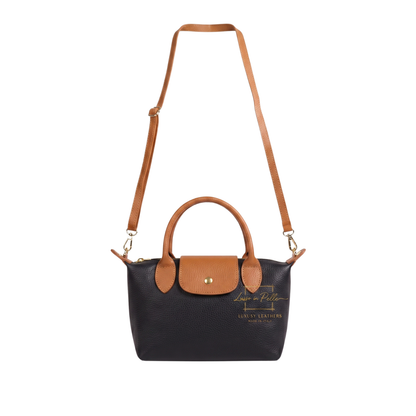 Italian Genuine Leather Mini Grab Bag with Detachable Crossbody Strap
