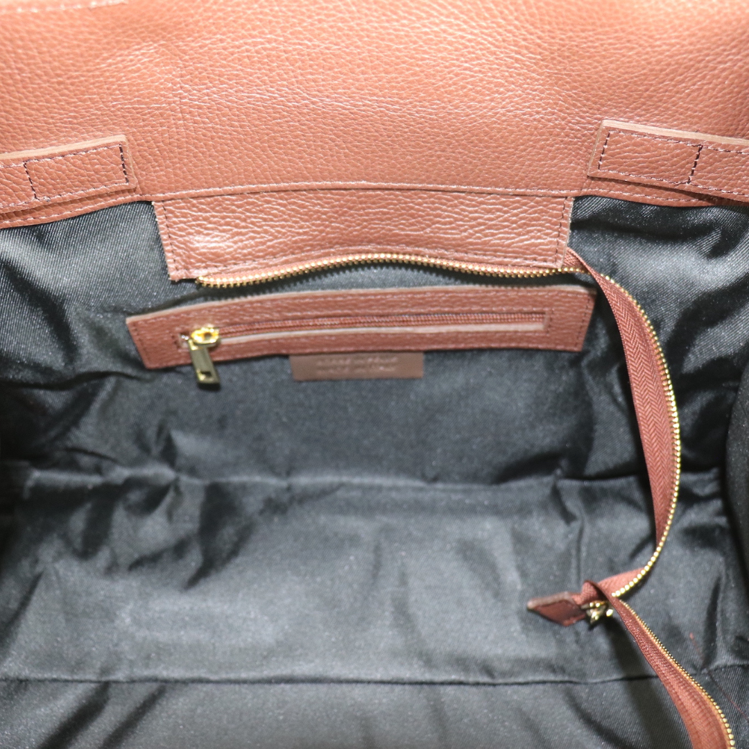 Large Buckled Leather Tote Bag