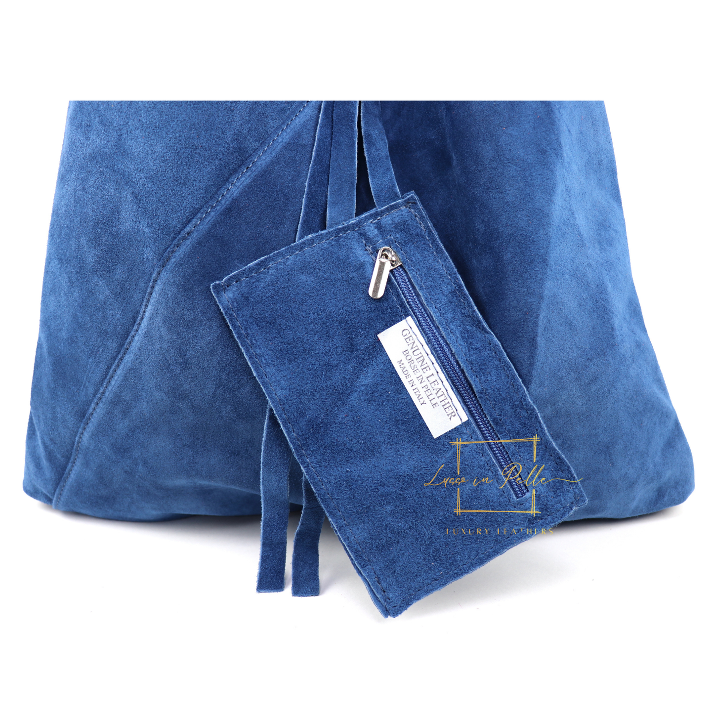 Milano Italian Suede Slouch Hobo Bag with Tan Leather Handle