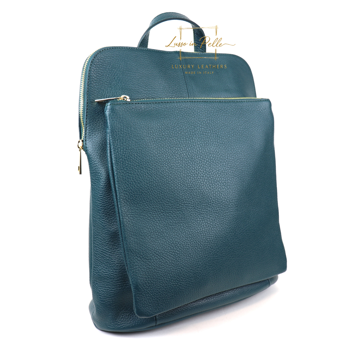 Large Versatile Italian Pebbled Leather Backpack