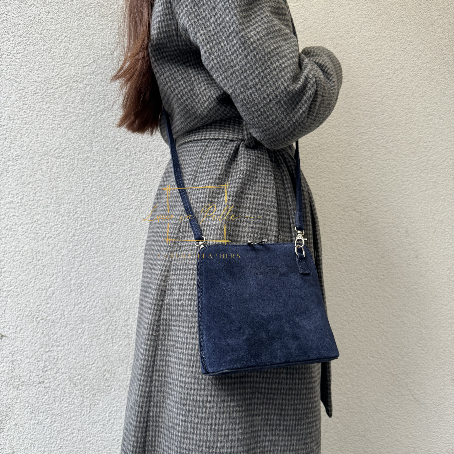 Ella Small Square Suede Crossbody Bag with Detachable Straps