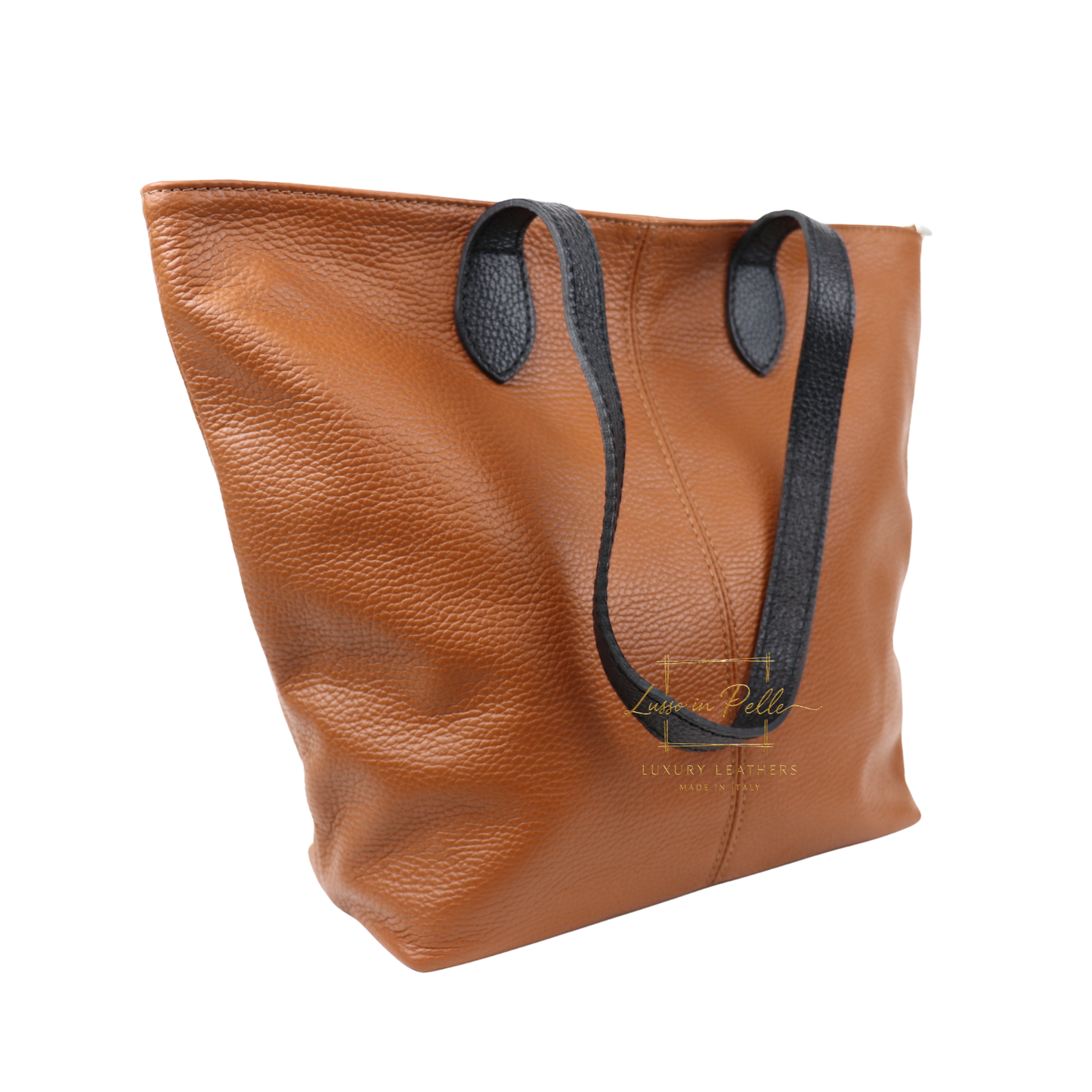 The Essential Tote (Handmade Italian Leather Shoulder Bag Tan Handle)