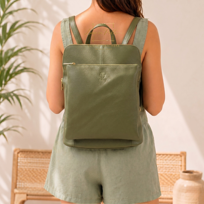 Large Versatile Italian Pebbled Leather Backpack & Crossbody Bag