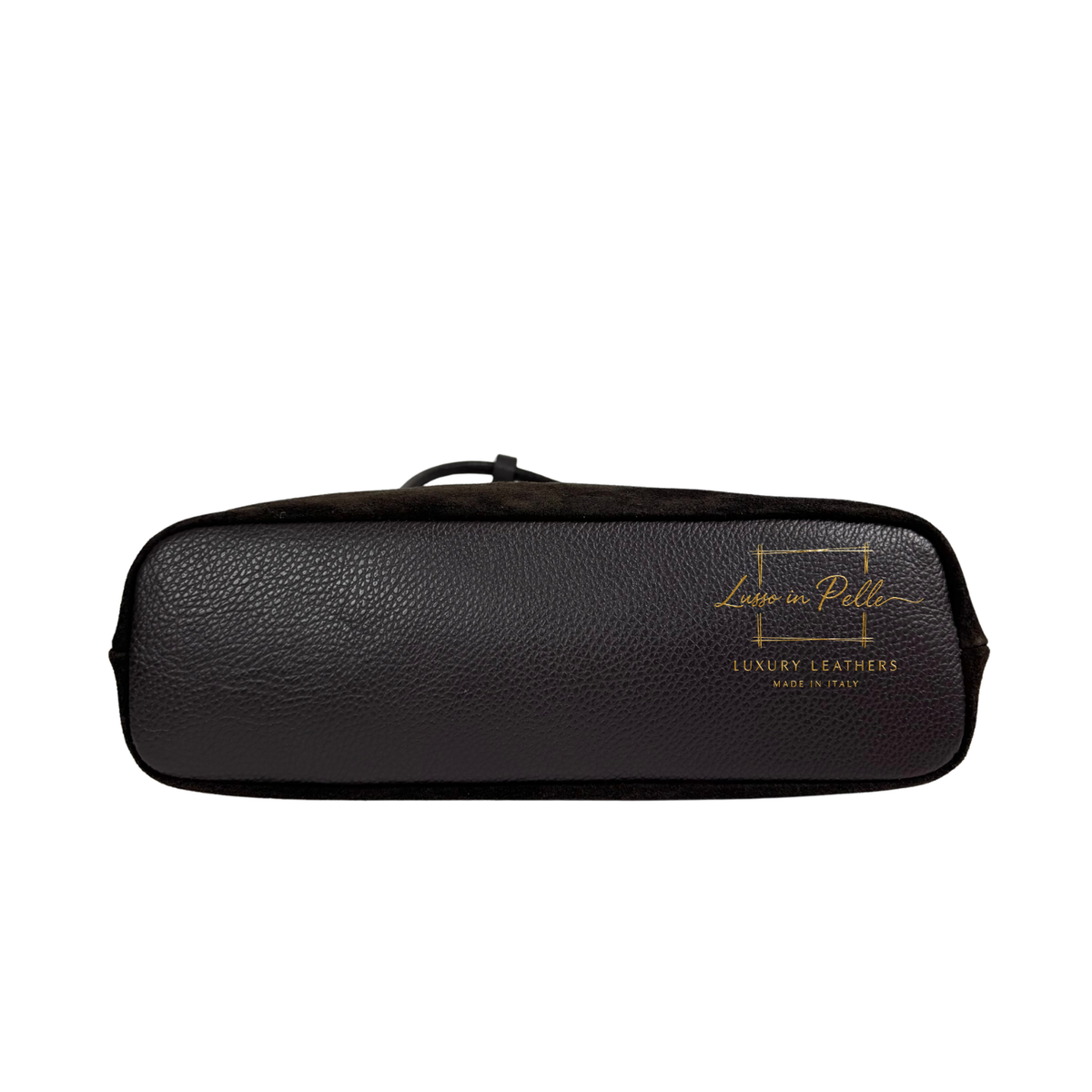 Genuine Leather Suede Shoulder Bag with Gold Turn Lock Detail
