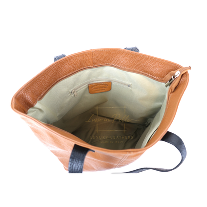 The Essential Tote (Handmade Italian Leather Shoulder Bag Tan Handle)
