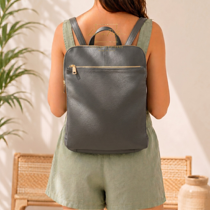 Large Versatile Italian Pebbled Leather Backpack & Crossbody Bag