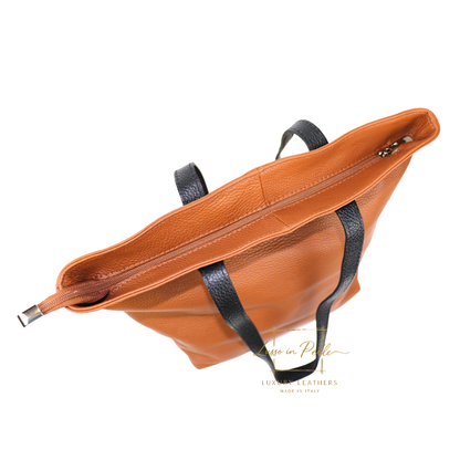 The Essential Tote (Handmade Italian Leather Shoulder Bag Tan Handle)