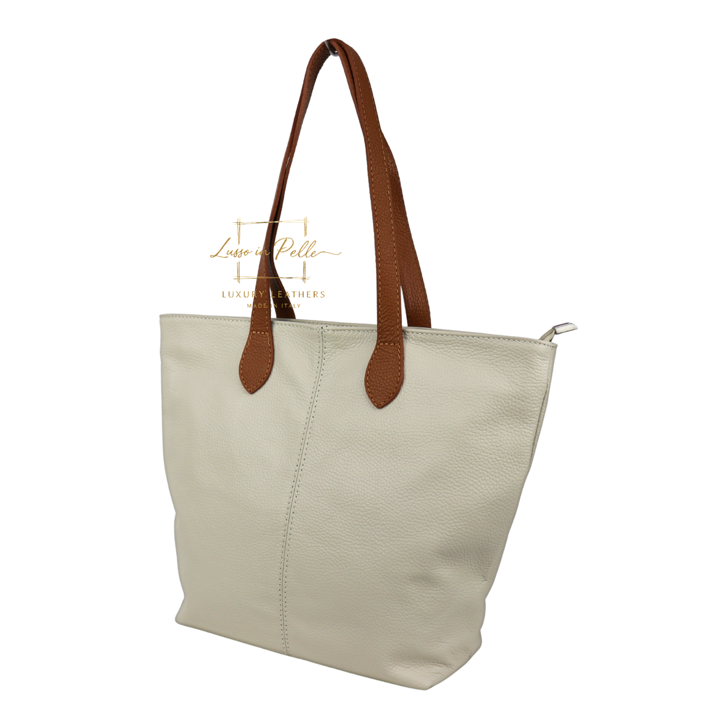 The Essential Tote (Handmade Italian Leather Shoulder Bag Tan Handle)