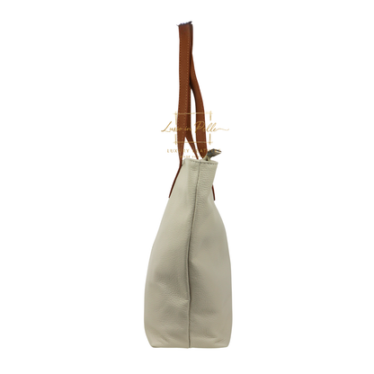 The Essential Tote (Handmade Italian Leather Shoulder Bag Tan Handle)