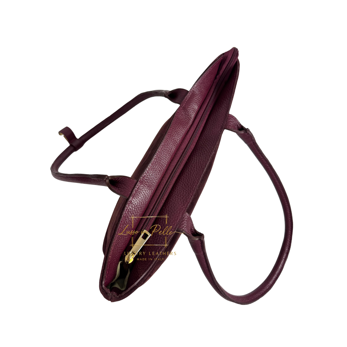 Genuine Leather Suede Shoulder Bag with Gold Turn Lock Detail