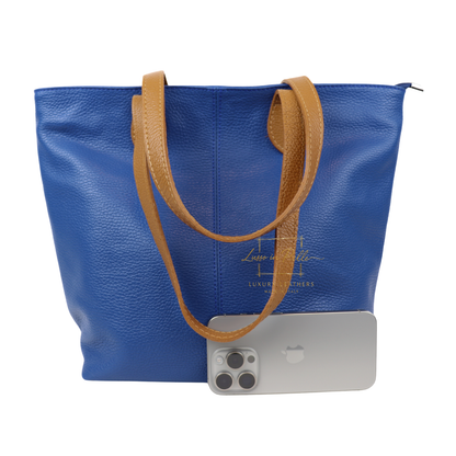 The Essential Tote (Handmade Italian Leather Shoulder Bag Tan Handle)