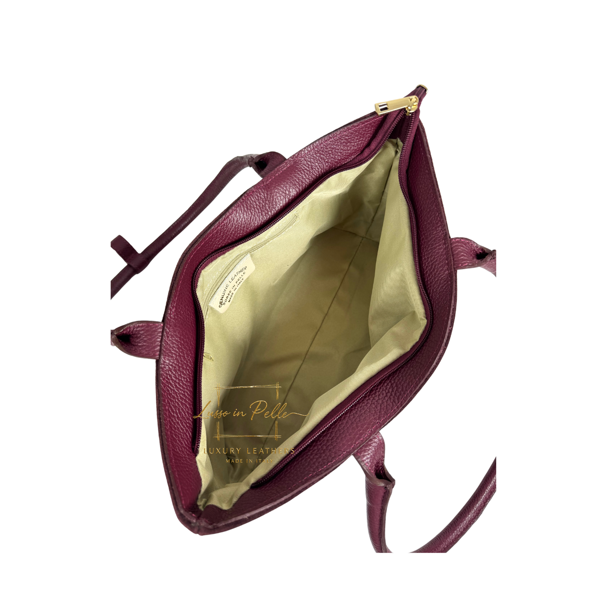 Genuine Leather Suede Shoulder Bag with Gold Turn Lock Detail