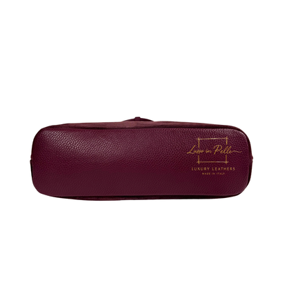 Genuine Leather Suede Shoulder Bag with Gold Turn Lock Detail