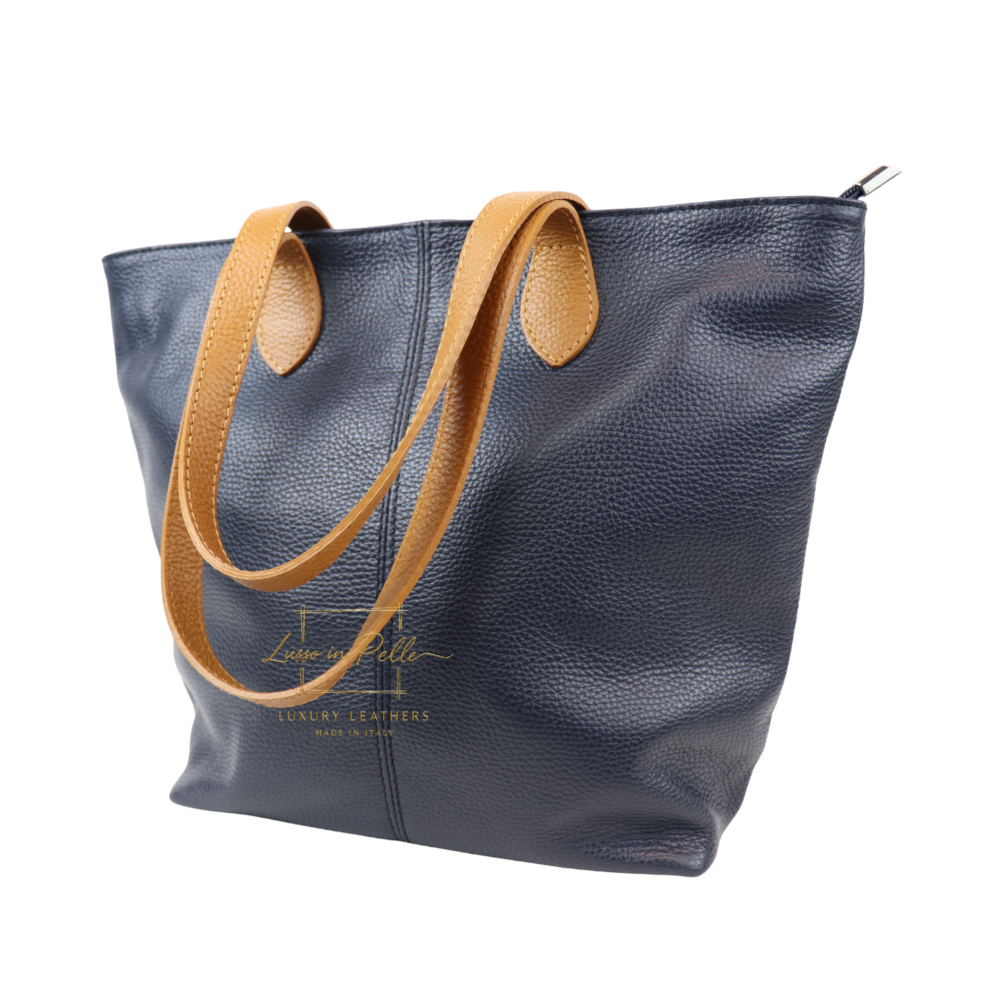 The Essential Tote (Handmade Italian Leather Shoulder Bag Tan Handle)